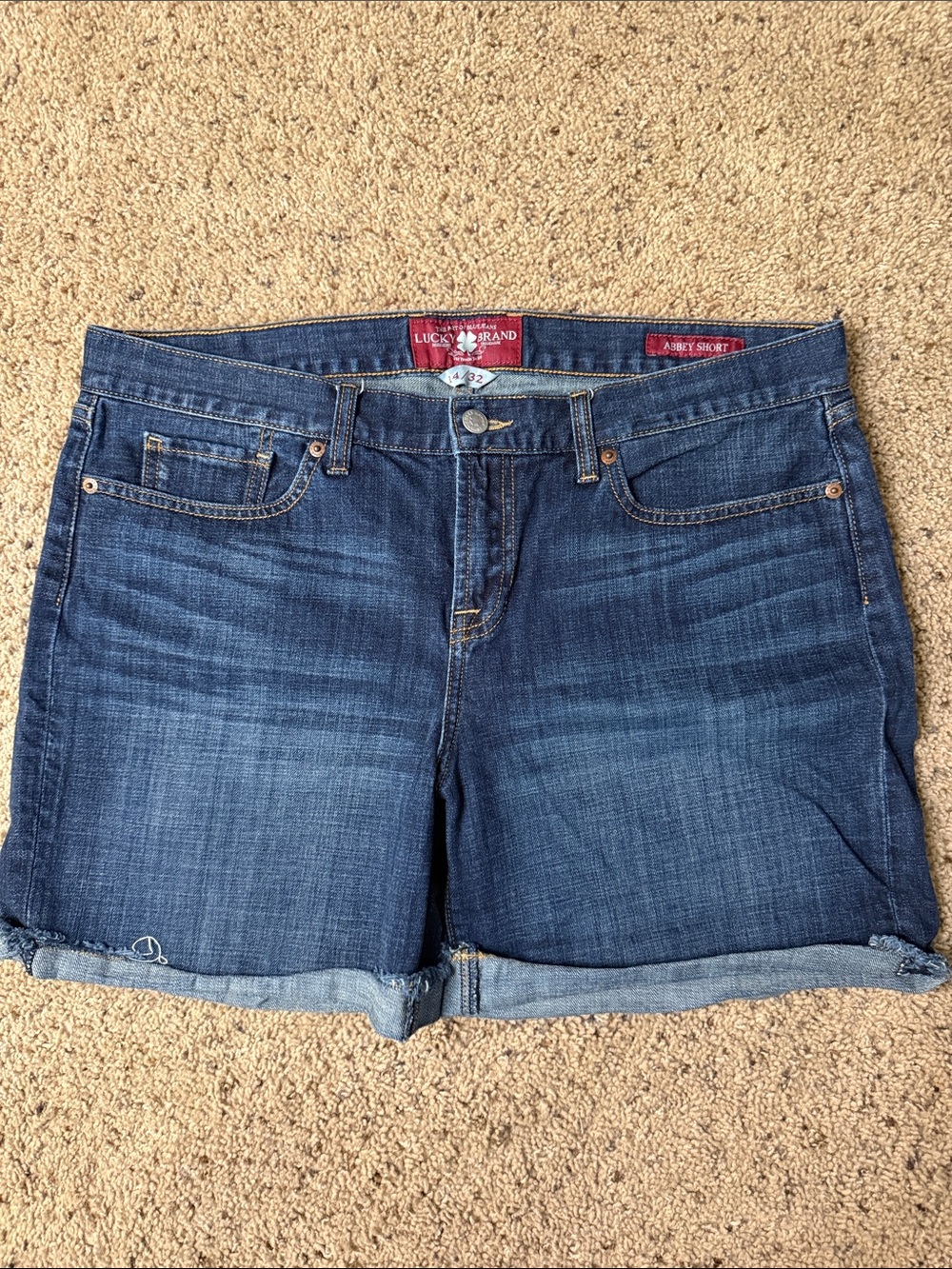 Lucky Brand Dark Blue Denim Rolled-Hem Shorts